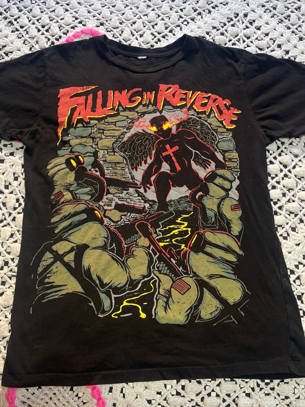 Black Falling In Reverse Graphic Band Tee - Men's Shirt cut tag